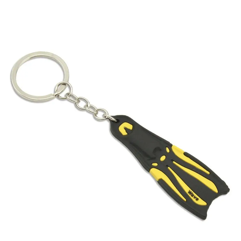 Silicone Steel Diving Fin Key Chain Surfing Sailing Key Holder Flippers Key Chain Mini Pendant Diving Keyring Boat Kayak