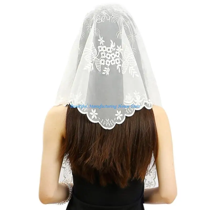 

E56A Women Church Veils Lace Traditional Mass Catholic Mass Trianglular Mantilla Veils