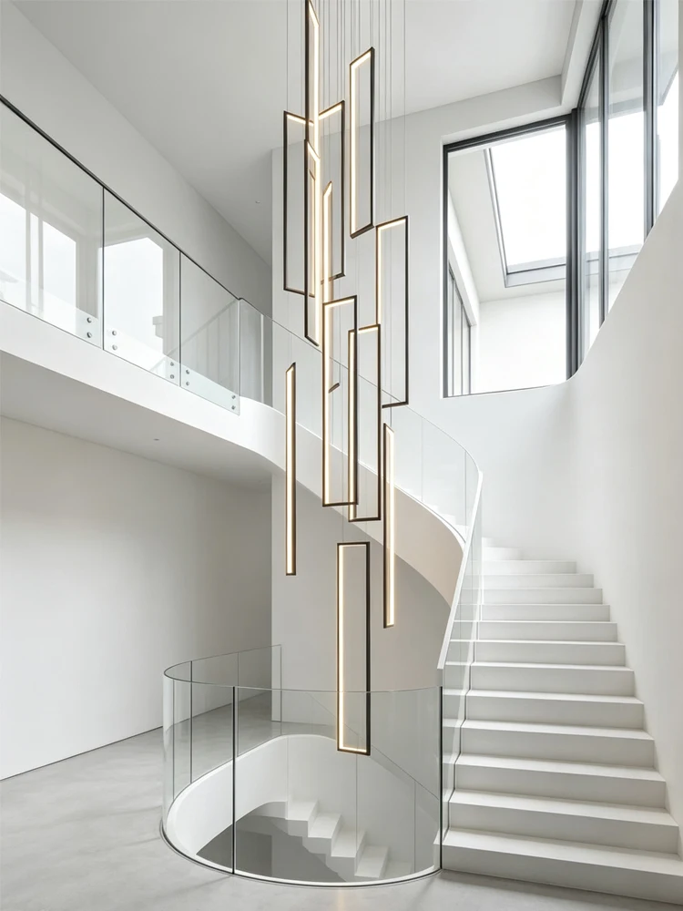 Modern LED Long Staircase Chandelier Villa Ceiling Light  Indoor Home Decoration Lighting Fixtures Double Attic Pendant light
