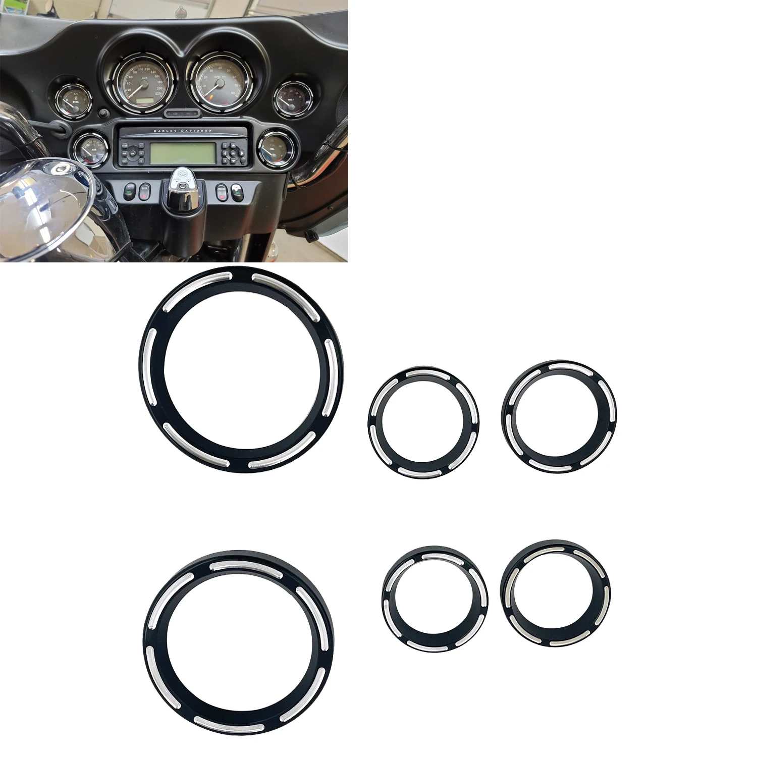 Black Speedometer Instrument Cover Burst Gauge Bezel Trim For Harley Electra Street Road Glide Ultra Classic FLHX FLHT 1996-2013