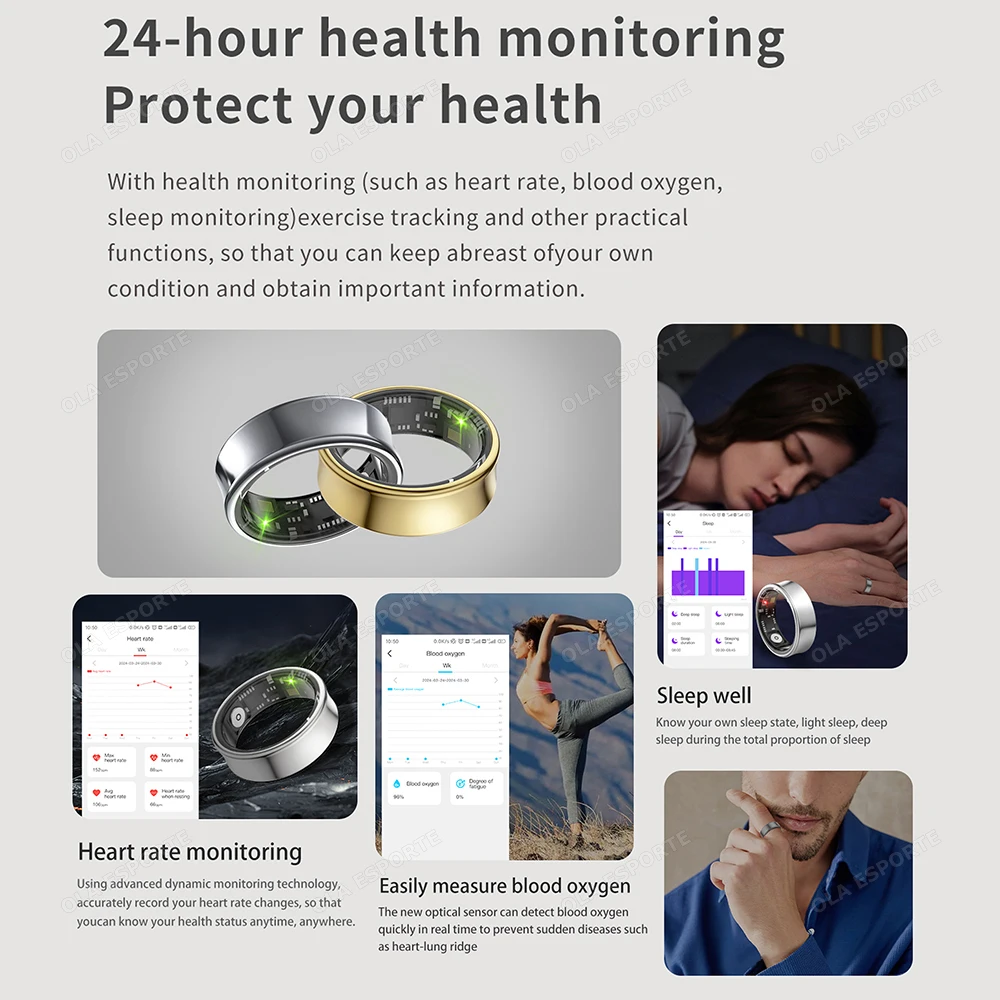 Nuovo anello intelligente impermeabile 5ATM per Samsung Galaxy Ring uomo donna 24H Health Monitor controllo gestuale modalità Multi-sport Smartring