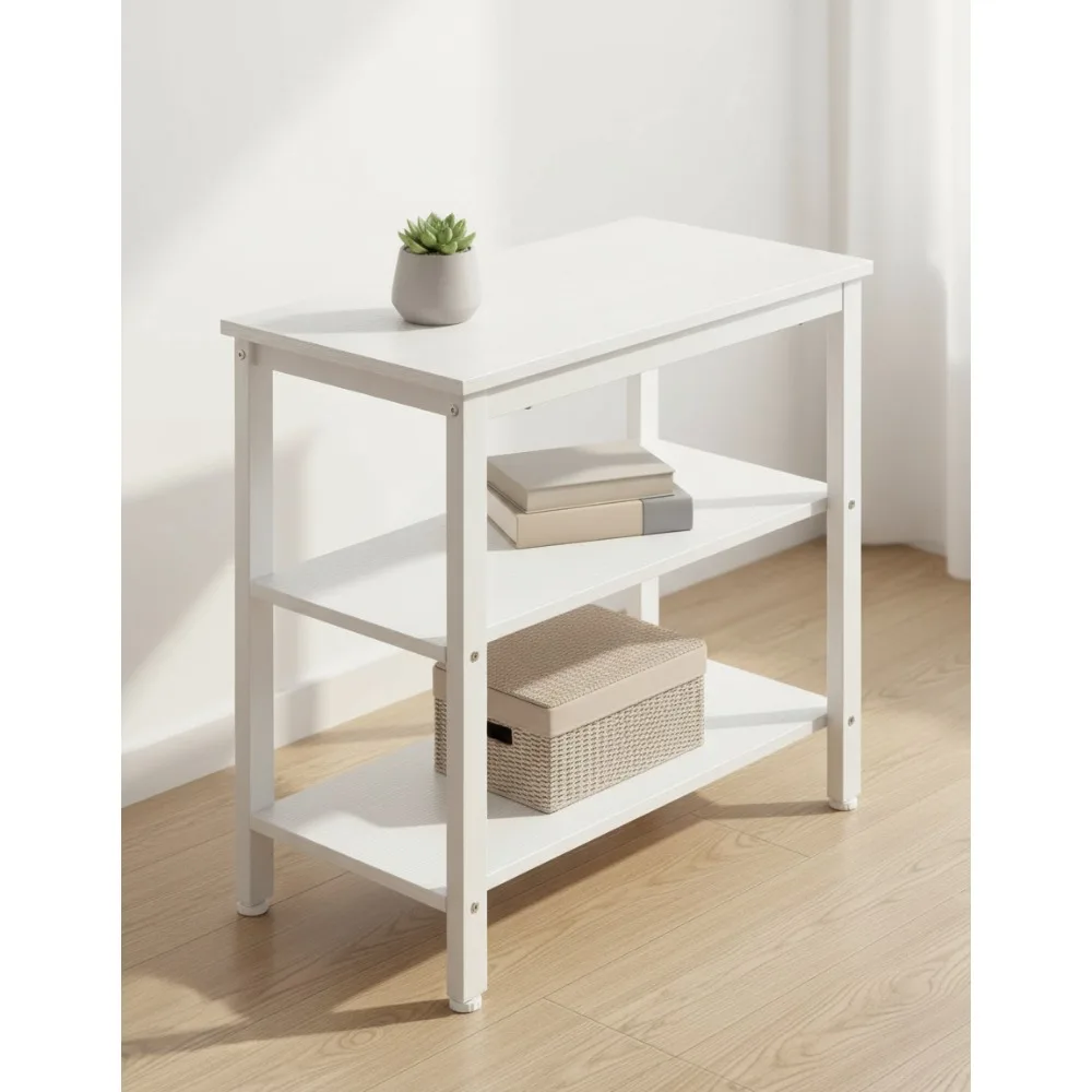 

Rustic 3-Tier Side Table with Storage Shelf, Narrow Nightstand for Small Spaces, Easy Assembly Living Room Bedroom