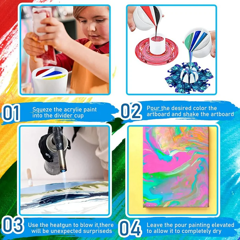 8Pc Paint Pour Cup Bundle Paint Pouring Cup Multi Channel Split Cup For Paint Pouring For DIY Making Resin Acrylic Paint