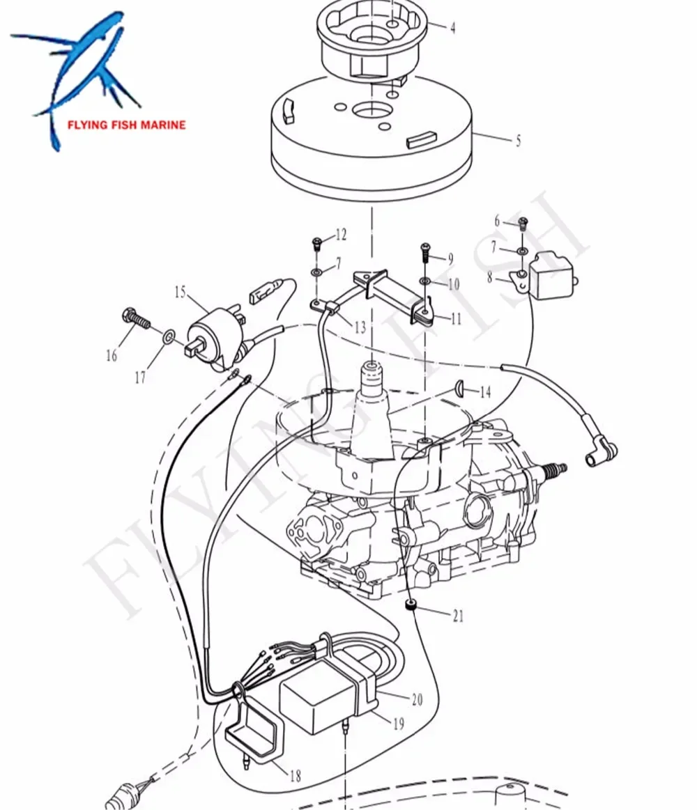 المحرك الخارجي T5- 05000100   Pulser Coil Assy لمحرك Parsun HDX ثنائي الأشواط T4 T5 T5.8 الخارجي