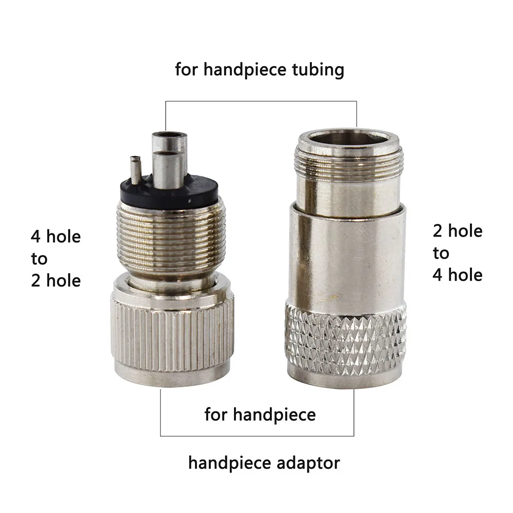 1pcs Dental Turbine Handpiece Adapter Converter 2 to 4 4 to 2 Holes Changer Connector for High Speed Handpiece Tubing Adaptor