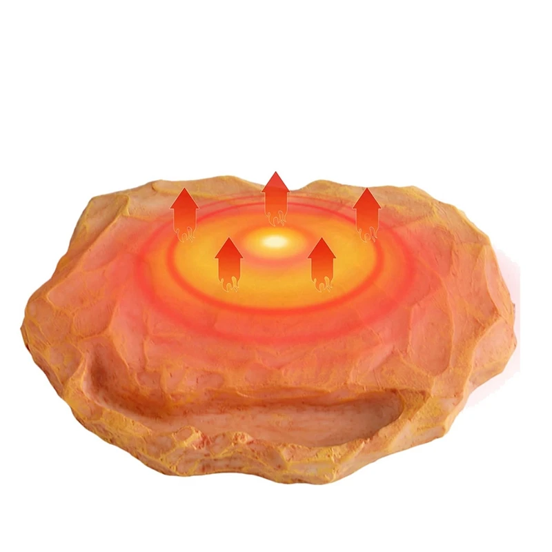 

ABDJ-Reptile Heat Rock With Feeding Trough Heat Rock For Bearded Dragon Temperature Adjustment Heat Rocks EU Plug