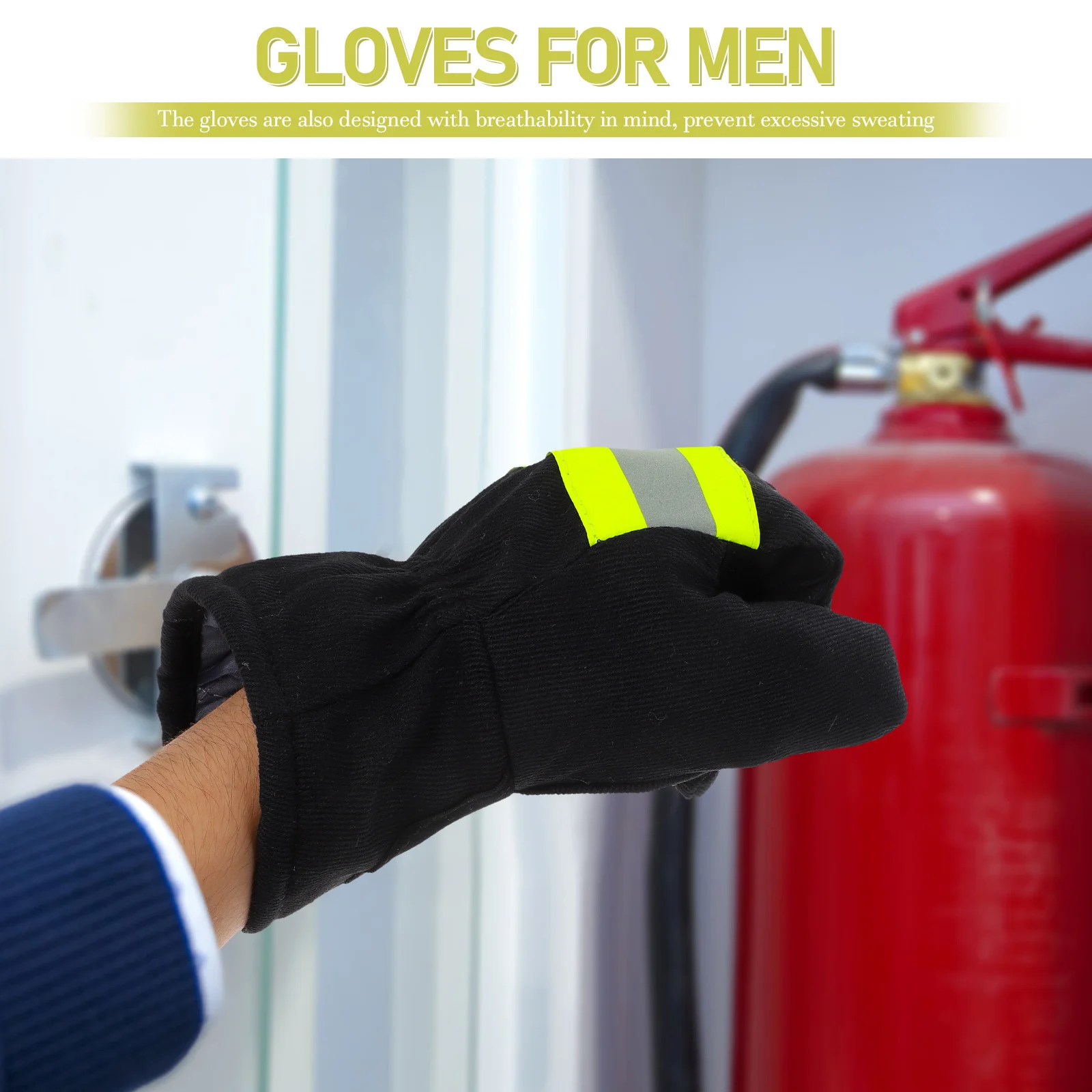 1Pair Firefighter Gloves Flame Resistant High Temperature Insulation Protective Work Safety Gloves for Firefighting Outdoor Use