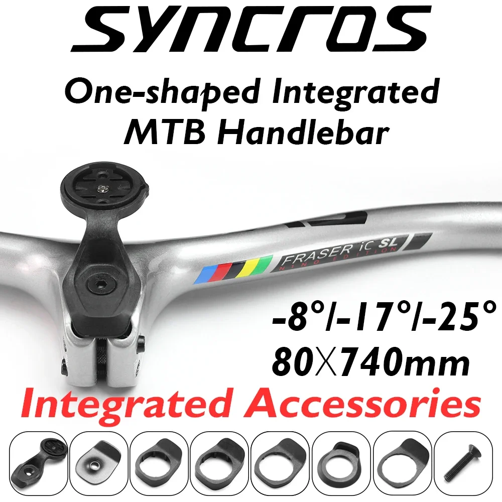 Syncros MTB Handlebar FRASER IC SL Red/Silver Spark RC WC NINO Gloss Carbon -8/-17/-25 Degree Stem with Computer Mount Spacers