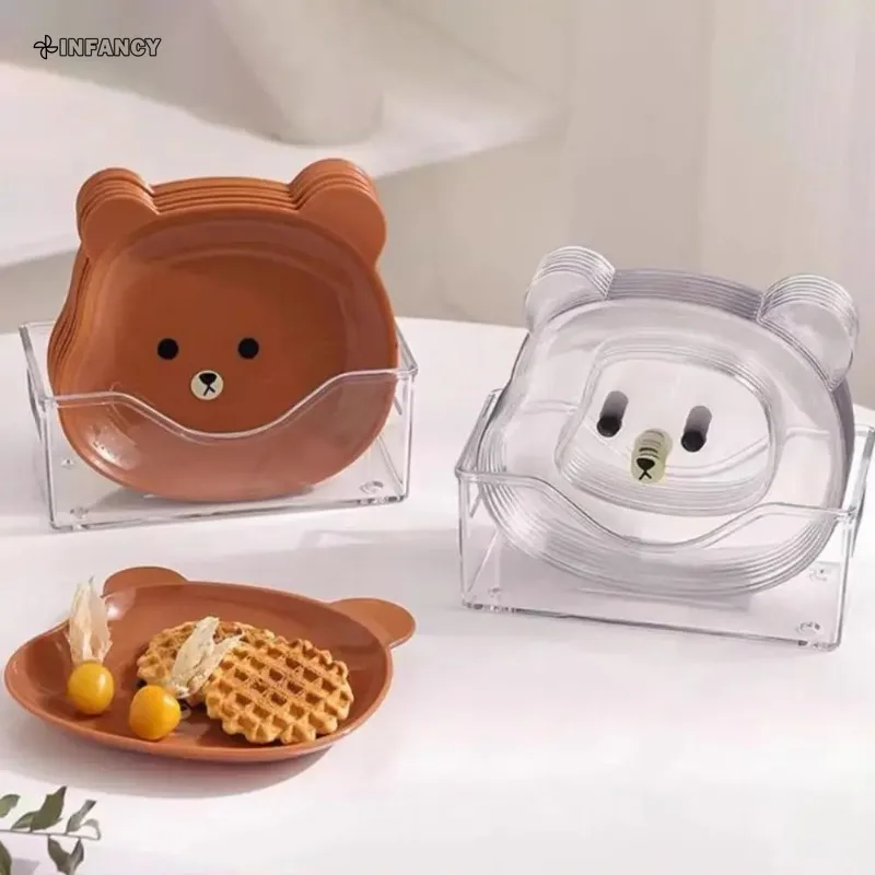 1 Pcs Cute Bear-Shaped Food Storage Tray Dried Fruit Snack Plate Appetizer Serving Platter Dish Plates Dinnerware Kitchen Gadget