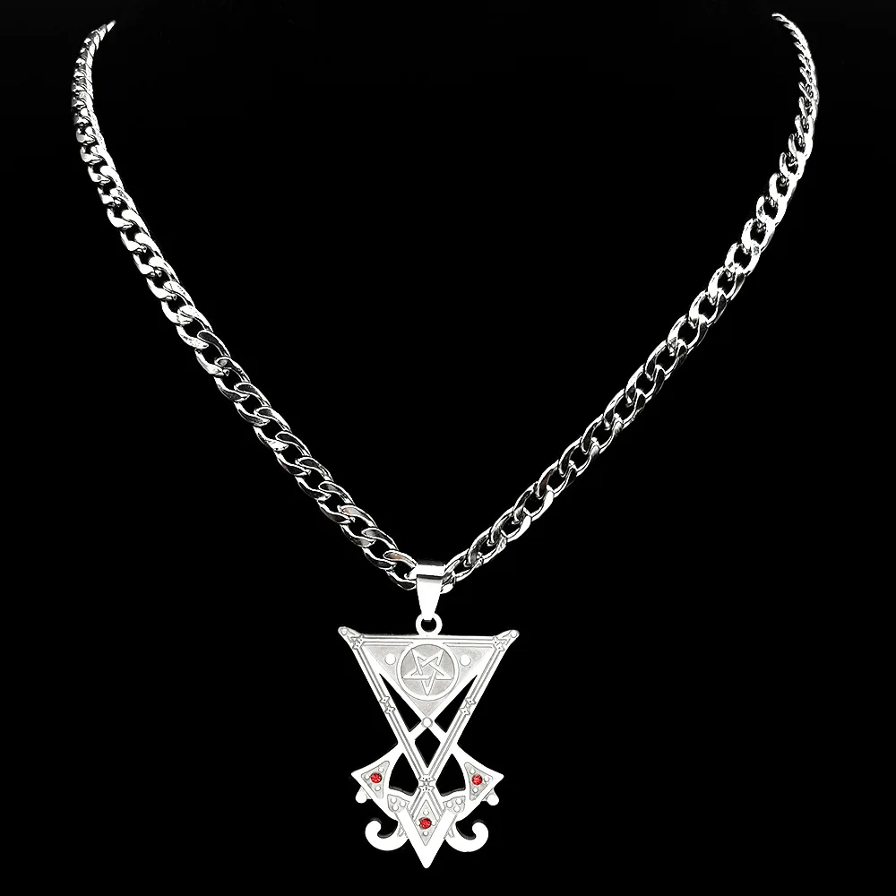 New style fashionable stainless steel hollow inverted triangle cross V-shaped pendant necklace with double Cuban chain collar ch