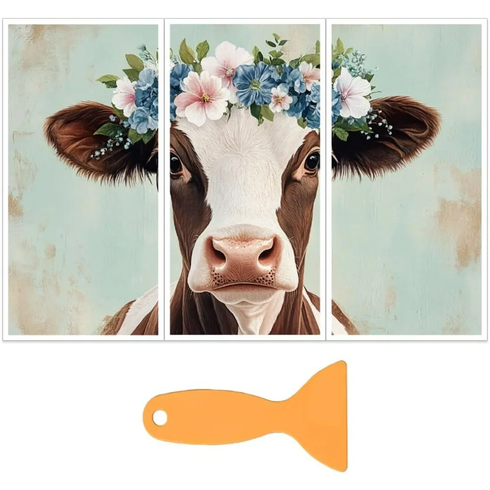

3 шт./компл. топиарий, корова, натираемые на переводные наклейки, декор с тематикой животных, переводные наклейки с 1 шт. скребком для деревянных конвертов, украшения для дома