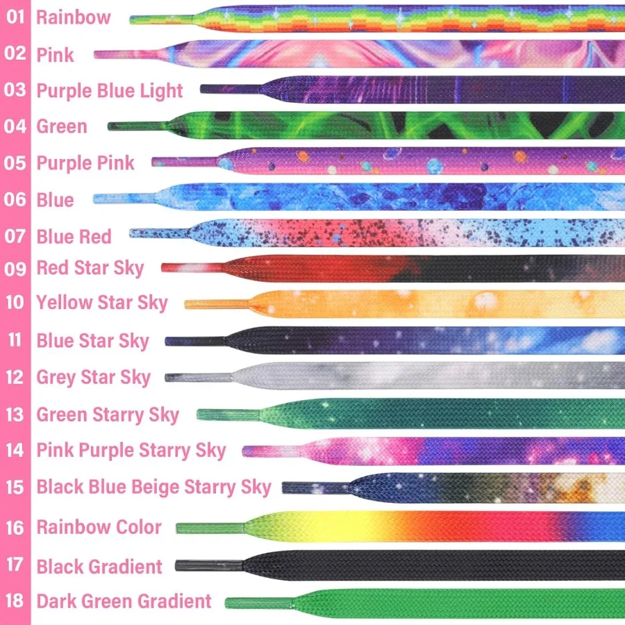 أربطة أحذية مسطحة متدرجة: أحذية رياضية مطبوعة ملونة 2 ص