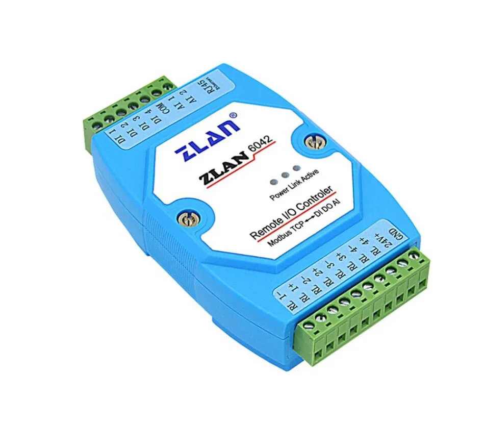 Network Switch ZLAN6042 Remote Ethernet Port IO Controller Modbus TCP TO 4DI 4DO 2AI Support Virtual Port