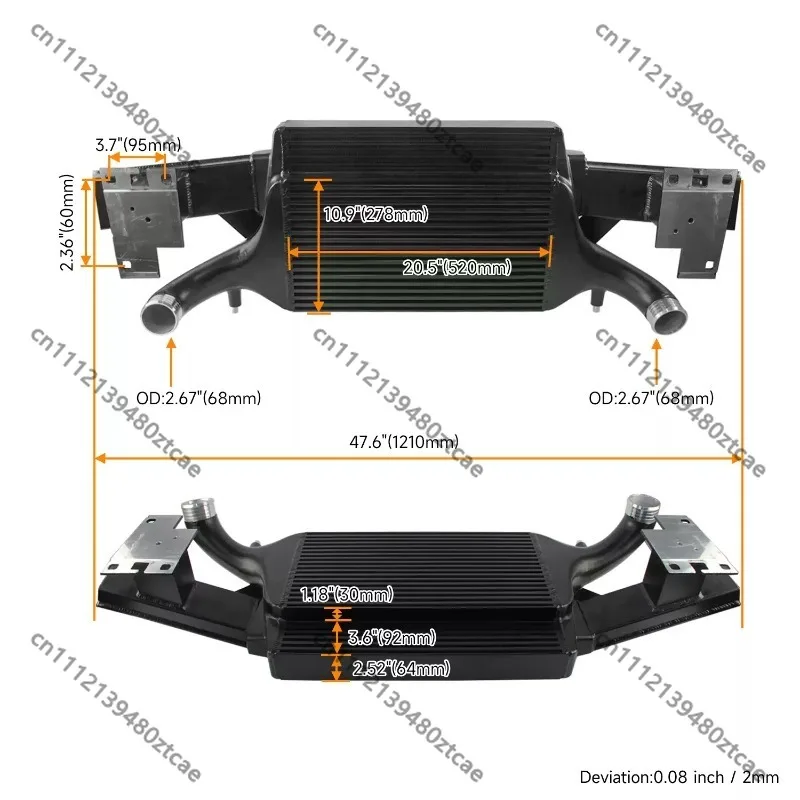 Plate‑Fin Intercooler Radiator Upgrade Kit, Turbo Air Cooling Heat Exchanger, High Performance Modified Aftermarket Replacement
