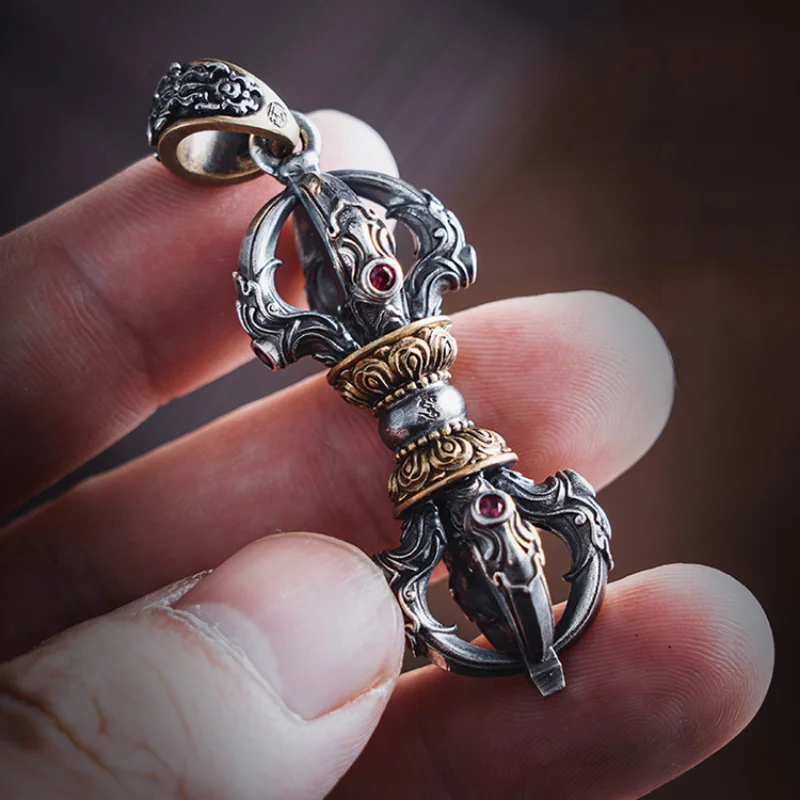 New Vajra Pestle Tibetan Style Handle Pieces for Men and Women Retro Ethnic Style Necklace Pendants Jewelry