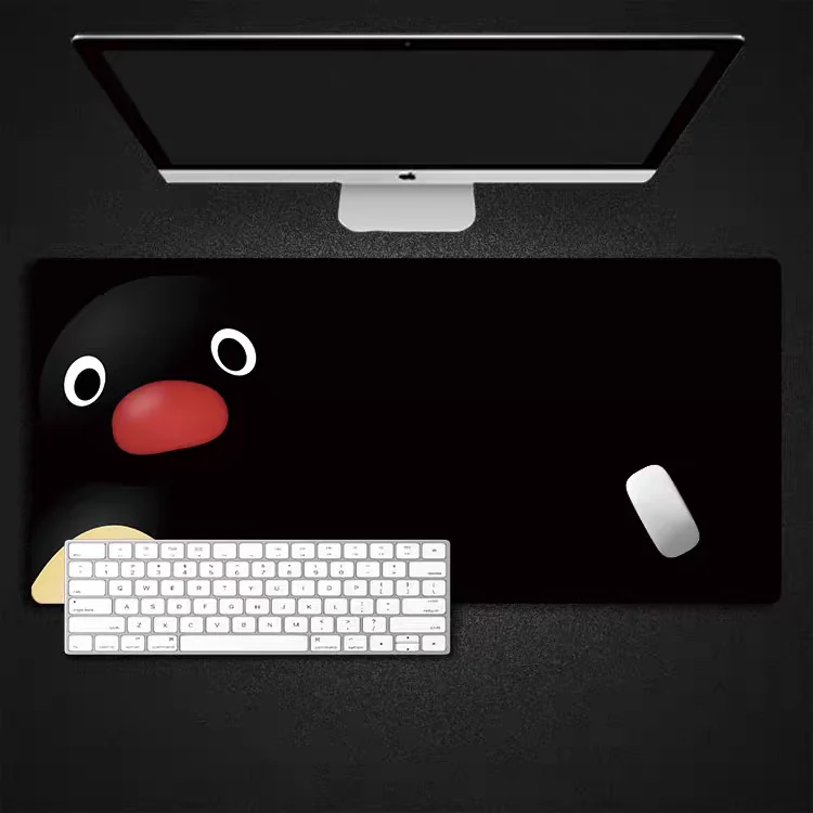 Cute Penguin P-Pingu Cartoon Anime Y2K Rubber Mouse Pad PU Gaming Office Computer Pad Anti Slip and Dirt Resistant Desk Pad