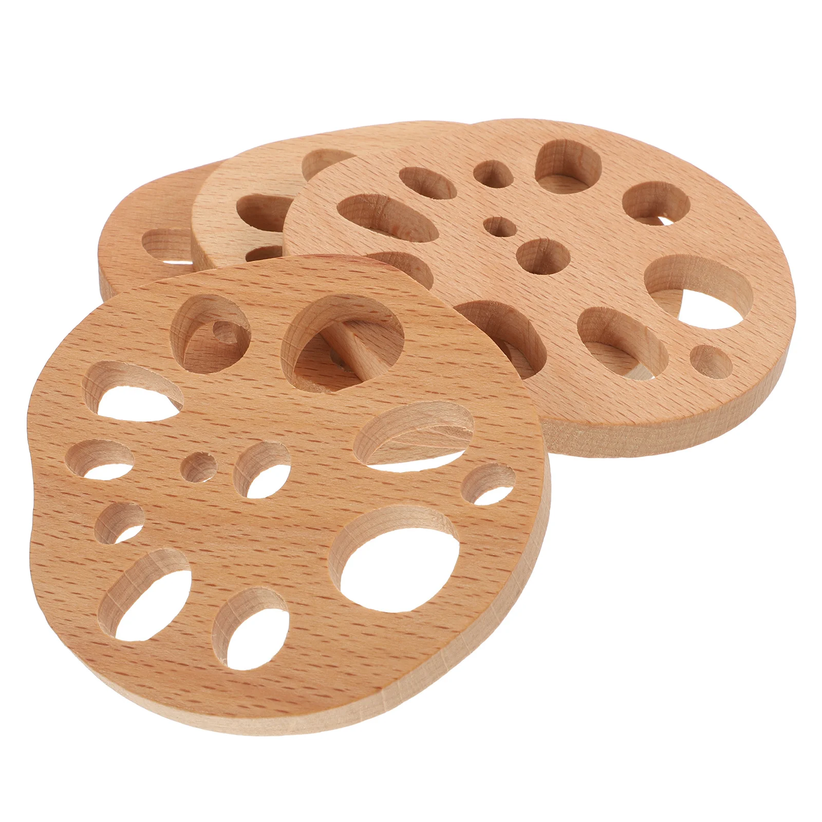 

4Pcs Wood Coasters Insulated Heat Resistant Lotus Root Design Rustic Home Decor Tea Cup Mats Coffee Table Protector