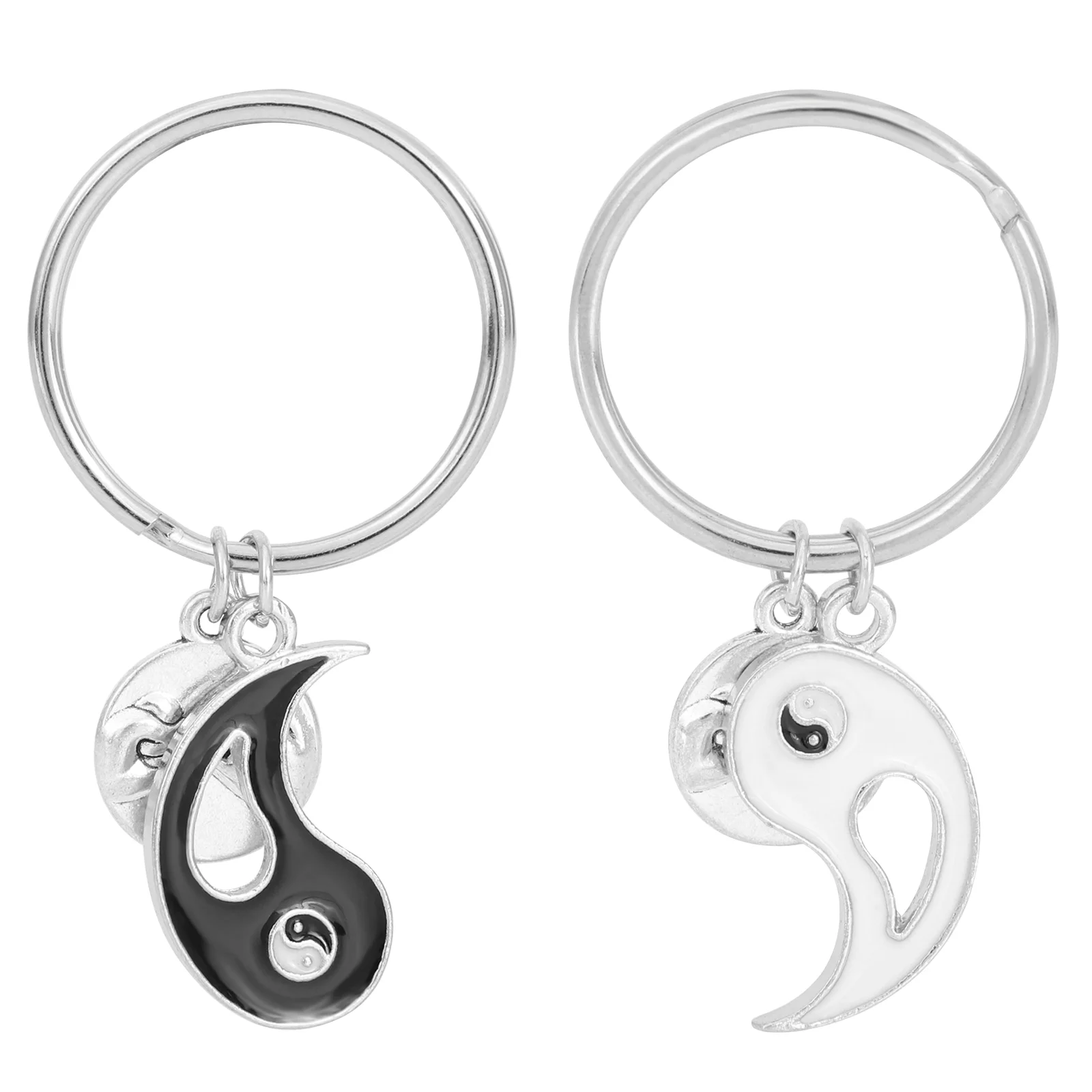 Splicing Yin Yang Cat Keyrings Car Keychain and Puzzle Magnetic Holder Metal (stainless Steel) Miss