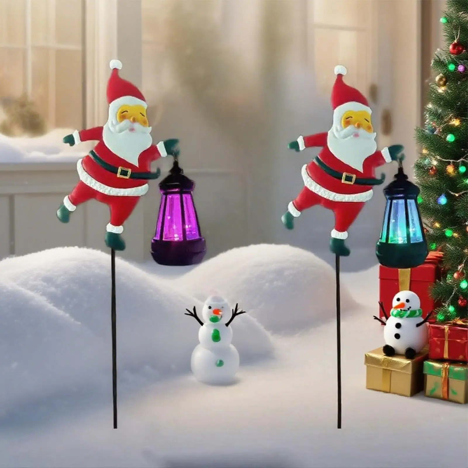 Solar Garden Lights Waterproof Santa Claus Watering Can Design Waterproof Watering Can Lights for Garden for Walkway Courtyards