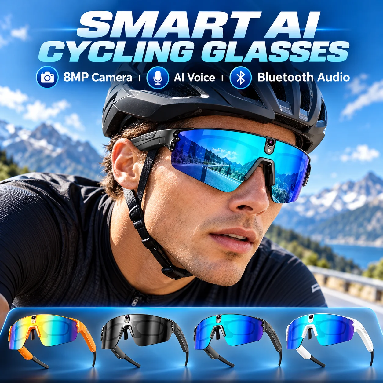 L805 AI Smart Cycling Glasses 1080P HD Camera 3D Anti-Shake Polarized UV400 Bone Conduction Waterproof Outdoor Riding Sports