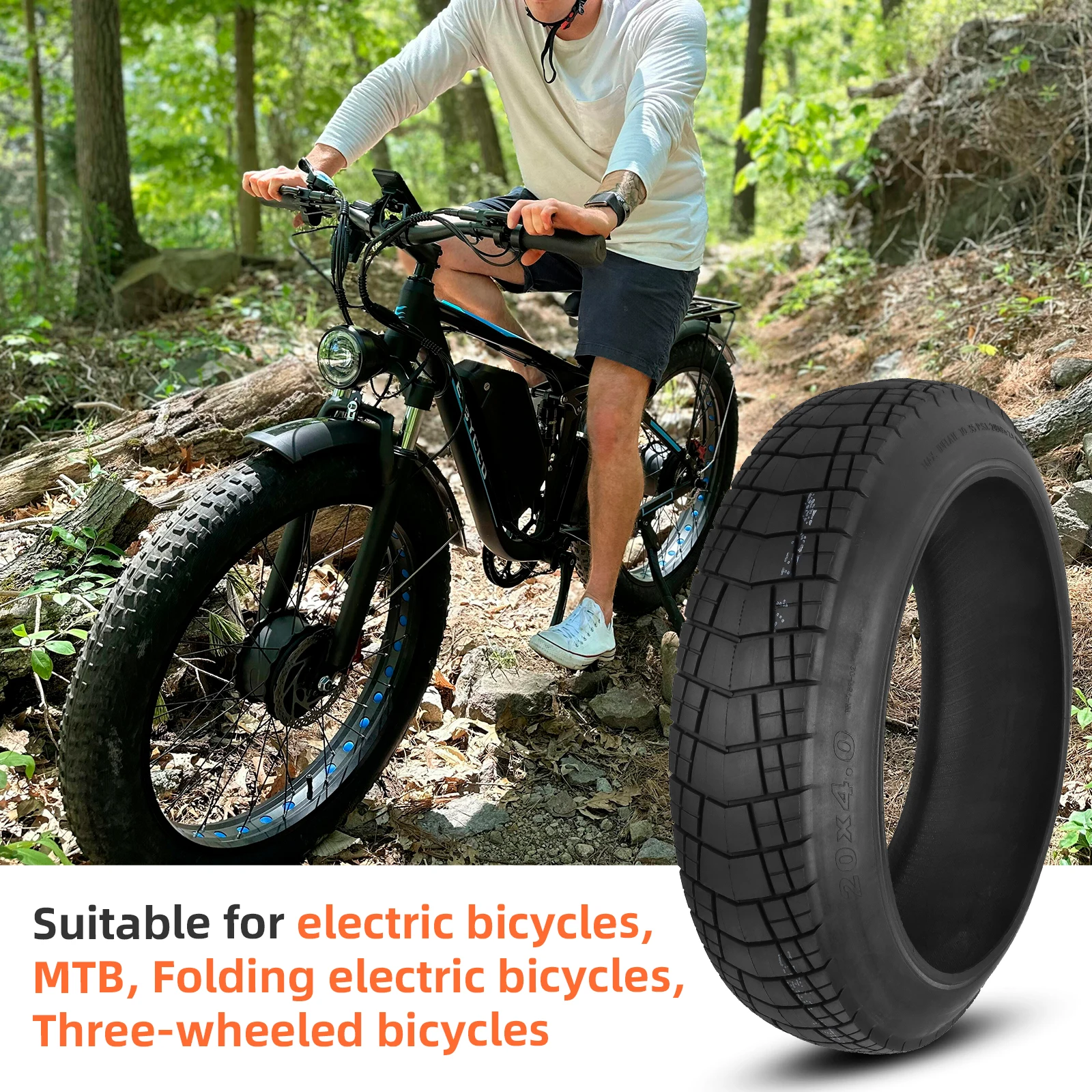 ULIP 20Inch 20x4.0 Fat Tire MTB Bicycle Front and Rear Wheel Anti-Slip Fat Out Tire Electric Snowmobile Beach Bicycle Tire Parts