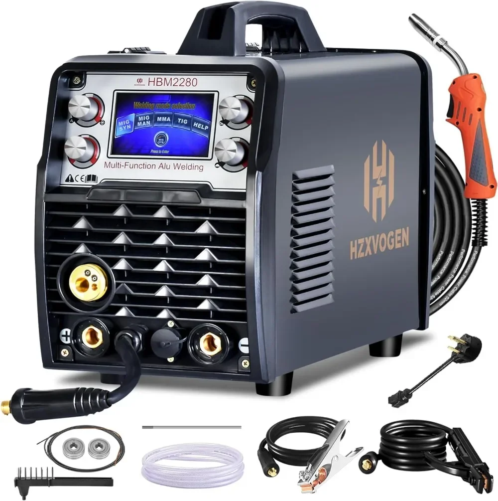 

250A Aluminum MIG Welder 6 in 1 Large LCD Display Multiprocess Welding Machine 110V/220V MIG/Gasless Flux Core Welder