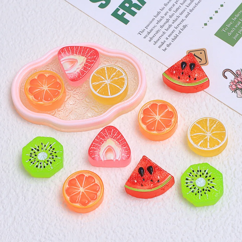 

100pcs Kawaii Resin Simulated Mini Fruit Flatback Doll house Kitchen Accessories DIY for Jewelry Refrigerator Decoration
