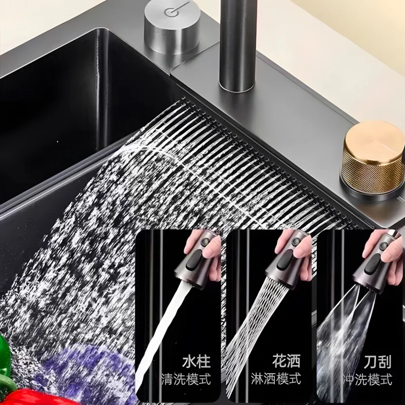 Nano Coated 304 Stainless Steel Large Single Kitchen Sink Cross Border Home Use Vegetable Washing Bowl Dish Washing Sink for Kit