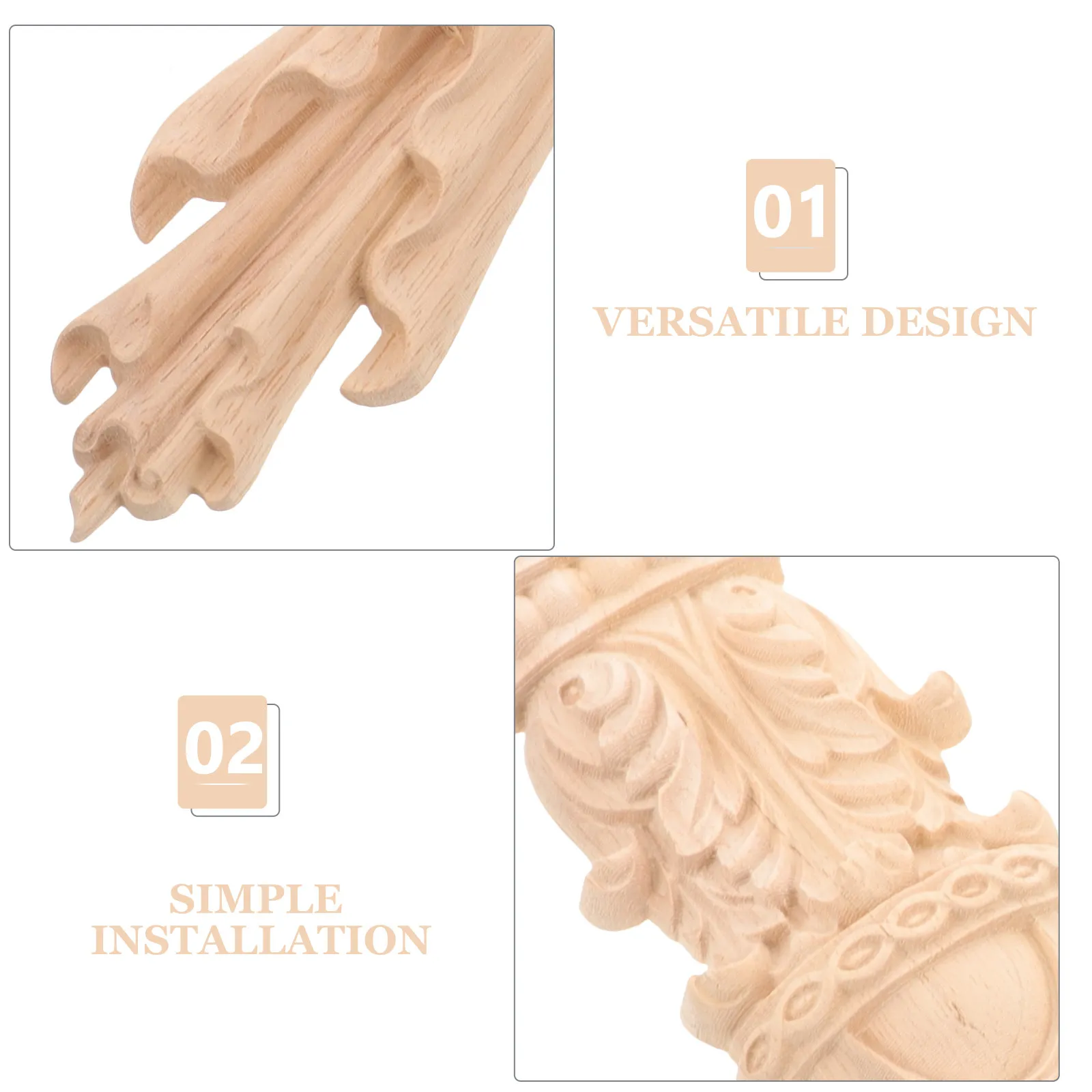 Wooden Carved Applique Unpainted Furniture Onlay for Cabinet Door Trim Decorative Wood Decoration Retro Furniture Applique