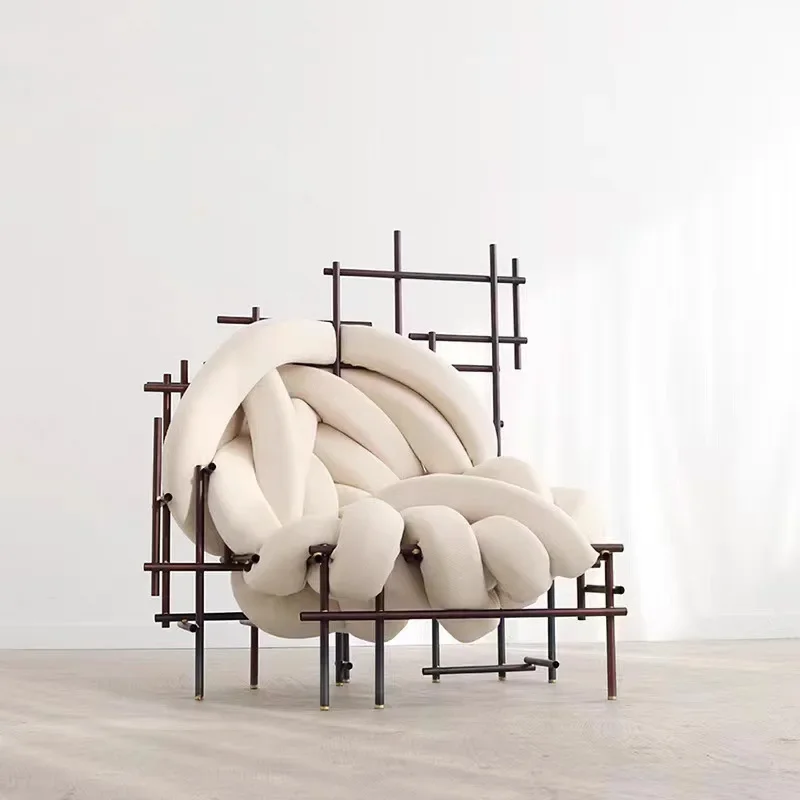 

Creative woven twisting sofa, hotel lobby Internet celebrity metal chair, art installation decoration