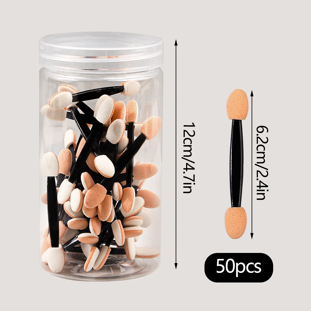 50本入り両端スポンジアイシャドウ＆ネイルアートブレンディングブラシセット - 収納ボックス付きポータブルトラベルメイクアップツール