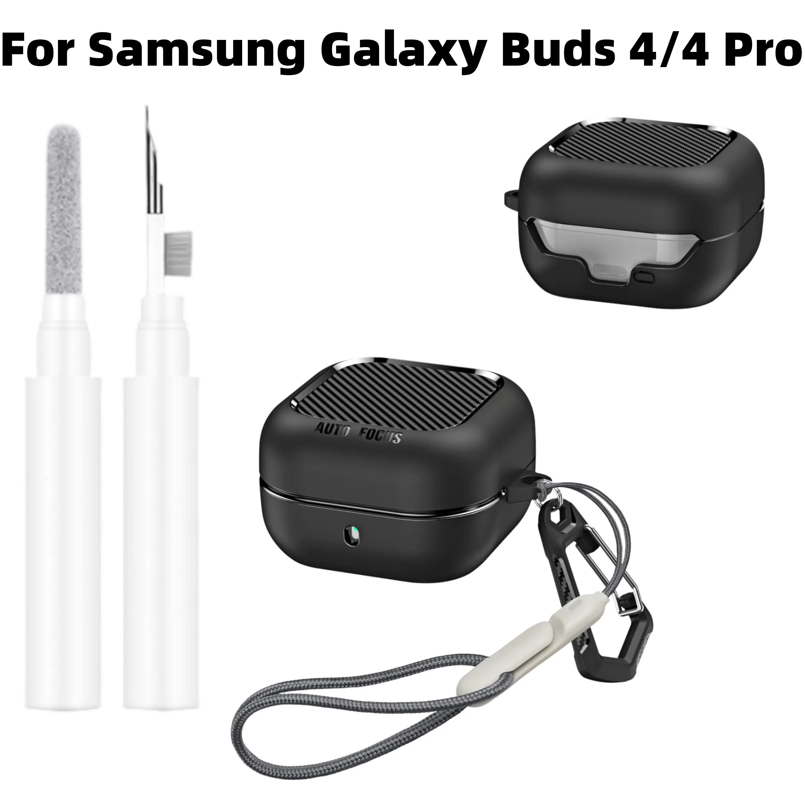 (2026) For Samsung Galaxy Buds 4/Buds 4 Pro Earbuds Case Carbon Fiber Protective Case Cover with Cleaning Kit For Galaxy Buds 4