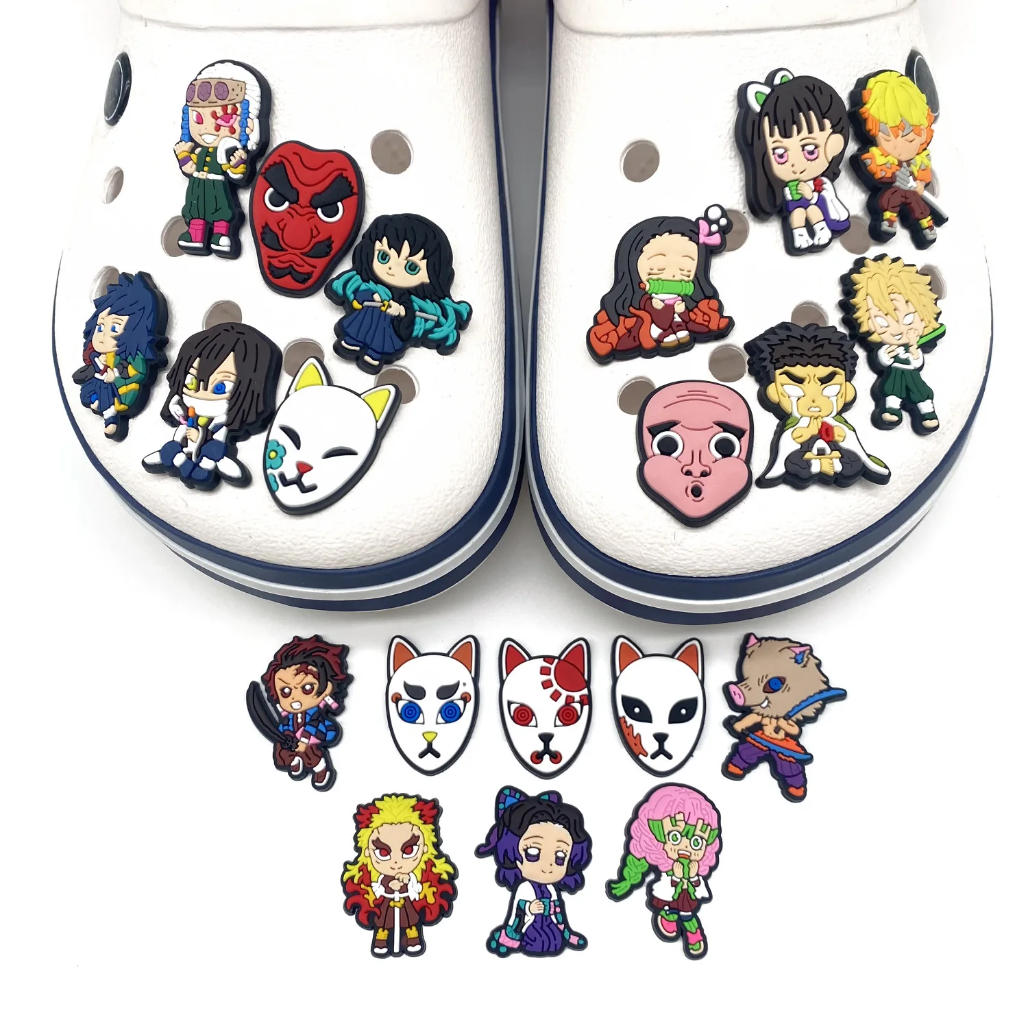 popular 20pcs set anime design PVC Shoe Charms Anime Slayer Character Fox Detachable Clog Shoe Decor Gift for Manga Fans