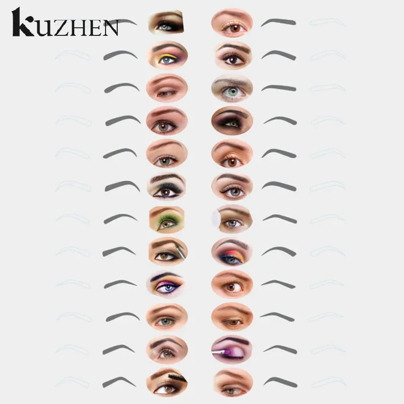 24 Szablony do stylizacji brwi, korekcji i modelowania, wielokrotnego użytku naklejki do makijażu, szablony do rysowania brwi, stempel do brwi, narzędzia kosmetyczne