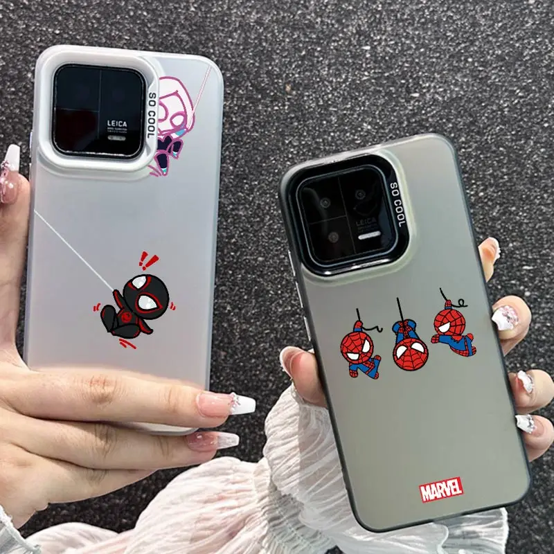 Cartoon Spider Man Cool Marvel For Xiaomi 14T 12T 13T Poco F3 F4 M2 M3 M5s X3 X5 M6 Pro GT Plus C65 Colorful Silver Phone Case