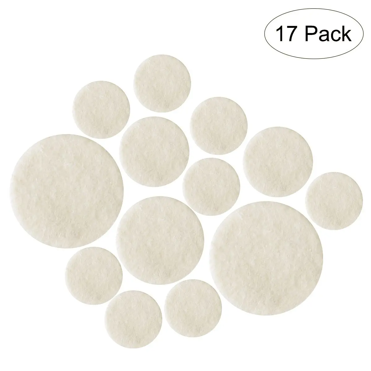 

17pcs Clarinet Pads Felt 3x17mm 1x15mm 2x12mm 11x10mm White Woodwind Instrument Tight Seal Replacement