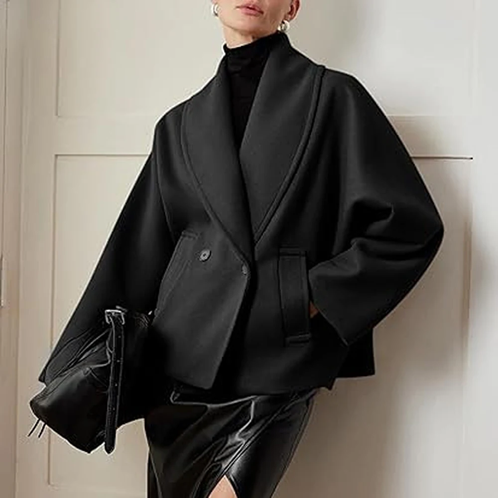 

Женское короткое пальто в горошек, ультра-куртка, двубортный воротник, воротник-стойка, осень-зима, верхняя одежда небольшого размера, элитная одежда