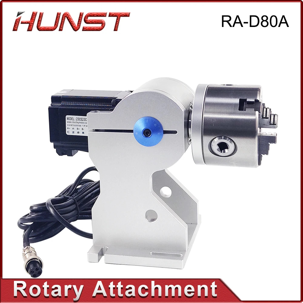 Hunst Rotary Attachment RA-D80A Rotary Device with Three Chuck +DM5042 Driver for UV CO2 & Fiber Laser Marking Machine