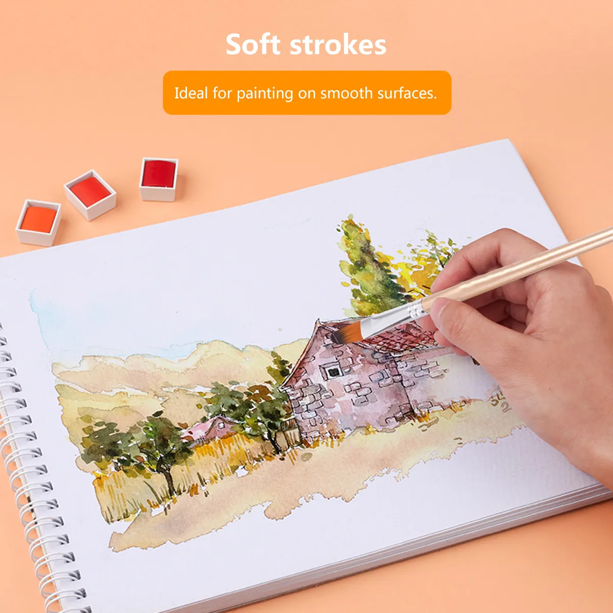 1Set Multi Use Nylon Paintbrush Set Wooden Handle Suitable for Watercolor Acrylic Oil Painting Graffiti Professional Artist