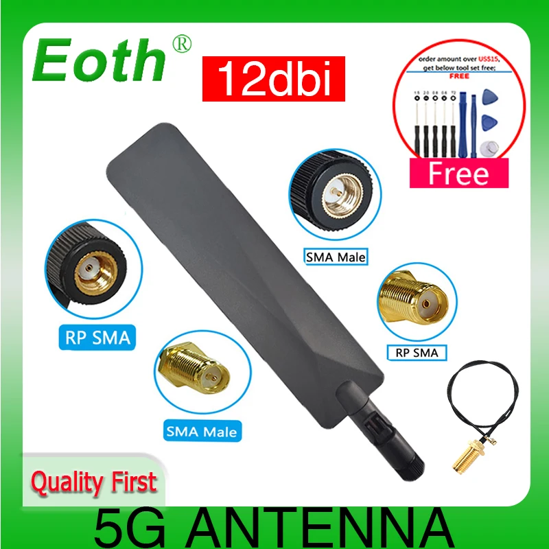 eoth 1 2 pcs 5g antenna 12dbi sma male wlan wifi 5ghz antene pbx iot module router tp link signal receiver antena high gain