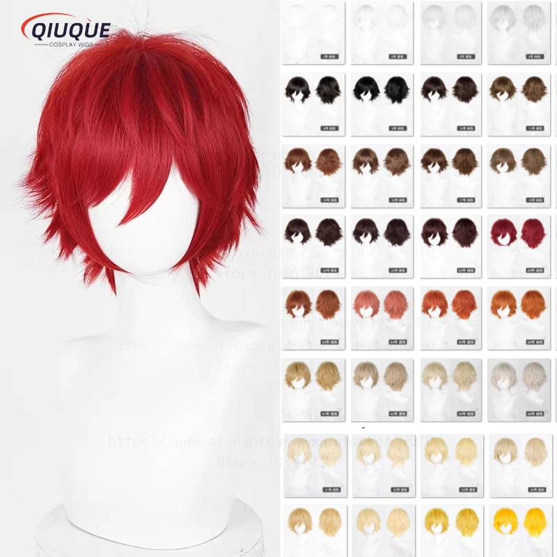 

Various Colors 32cm short Straight Cosplay Wig Compatible Universal Omopinenet Heat Resistant Synthetic Hair Wigs