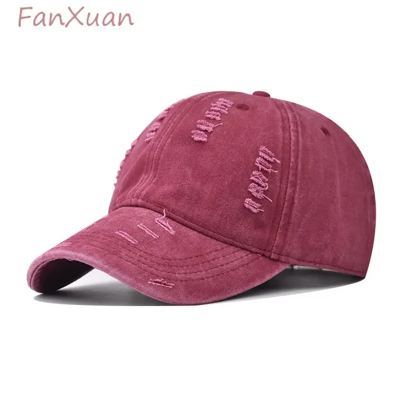 ripped distressed Retro Baseball Cap for Men plain Color soft faded Washed Cotton Women Caps Unisex Snapback Hats