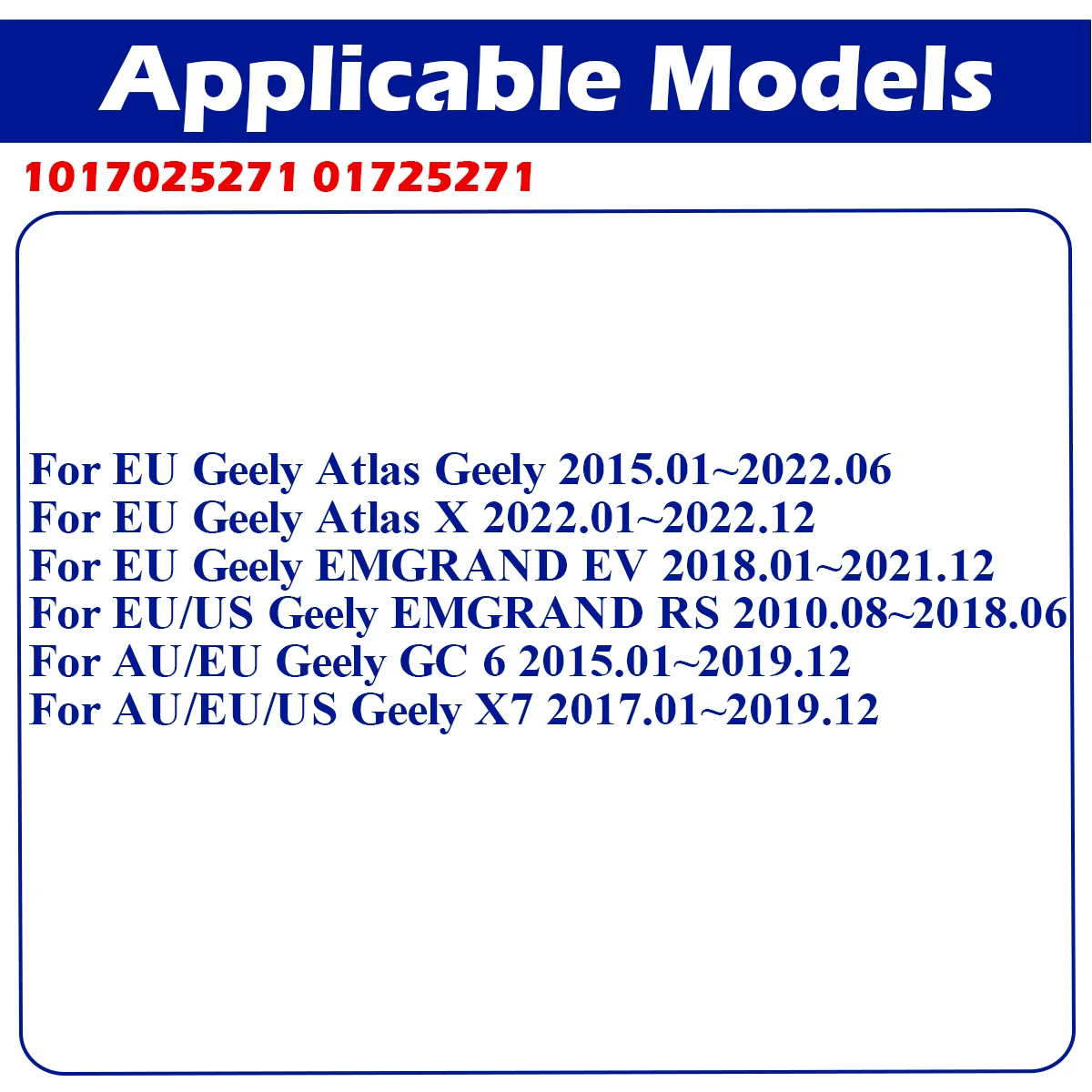 01725271 TPMS Tire Pressure Sensor For Geely Atlas EMGRAND EV EMGRAND RS  GC6 X7 2017-2019 Atlas X 2022 101725271 433MHz