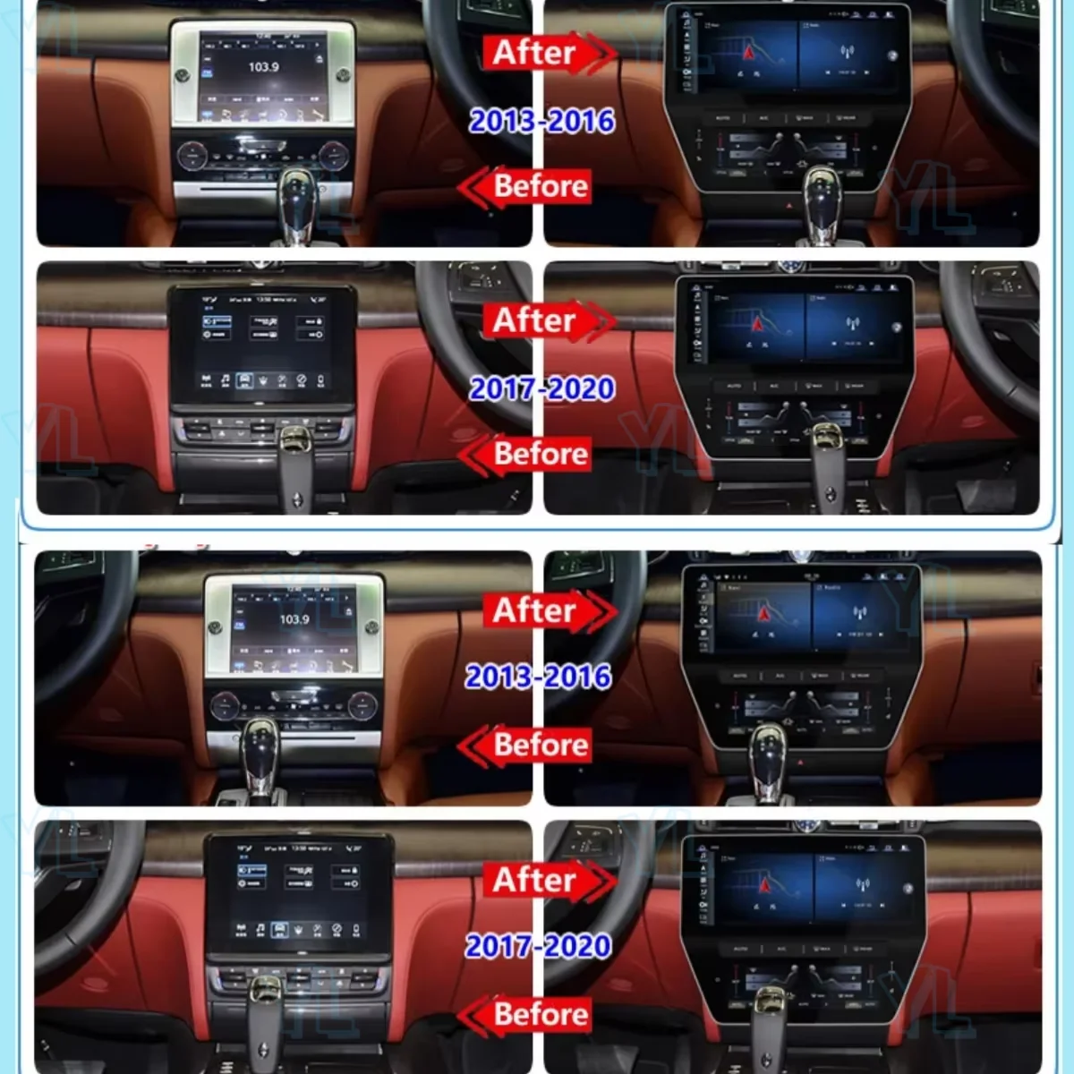 QLED Screen 22inch Android 13 For Maserati Quattroporte 2013-2020 Car Radio Multimedia Video Player Auto Air conditioning panel