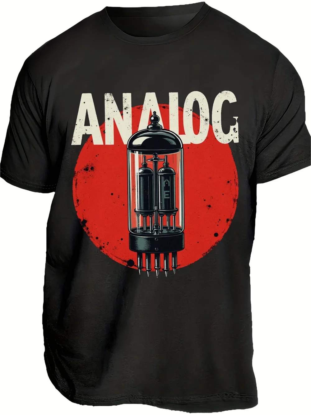 ANALOG Pattern Men's T-shirt Summer Retro Casual Pure Cotton Short Sleeved Top