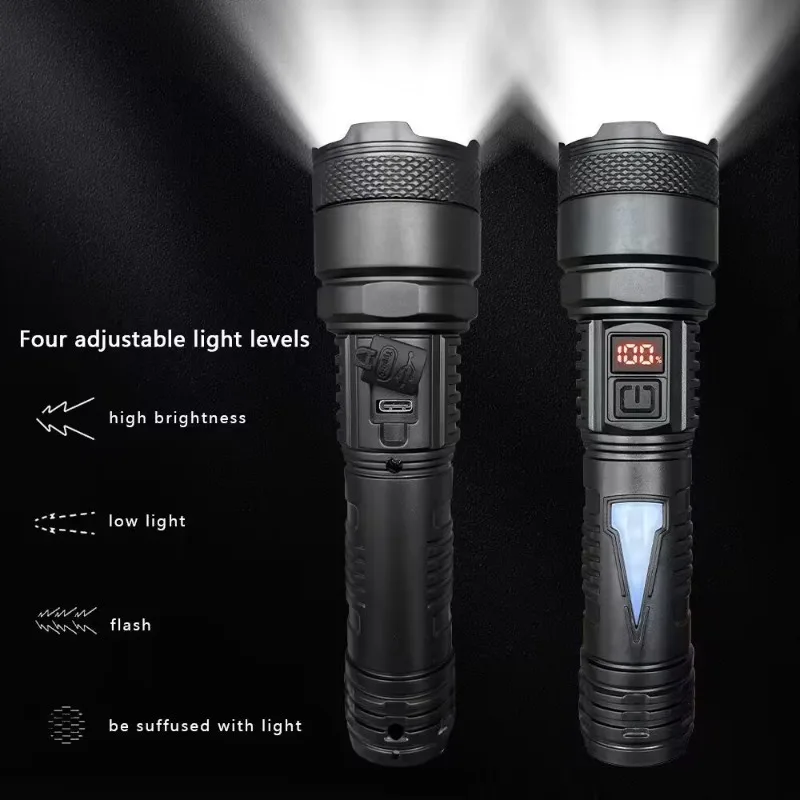 

Новый семиядерный фонарик высокой яркости, многофункциональный зарядный фонарик TYPE-C, сильный свет, боковой фонарь COB, уличный аварийный светильник