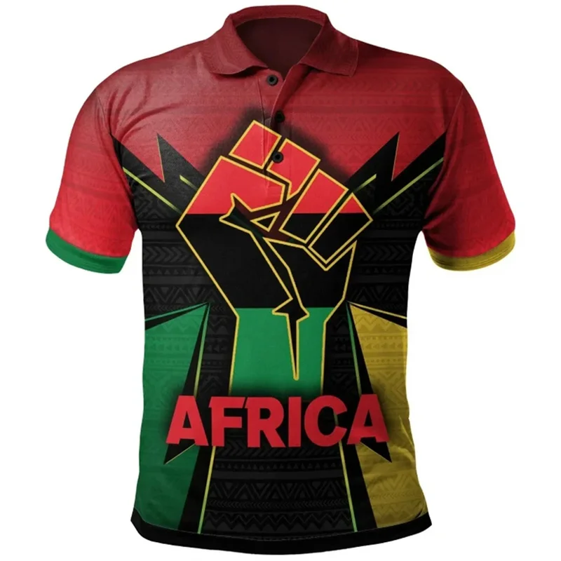 New 3D Cool African American Flag Printing Polo Shirt Man Children Fashion Streetwear Polo Shirts Men Harajuku Polos Unisex Tops