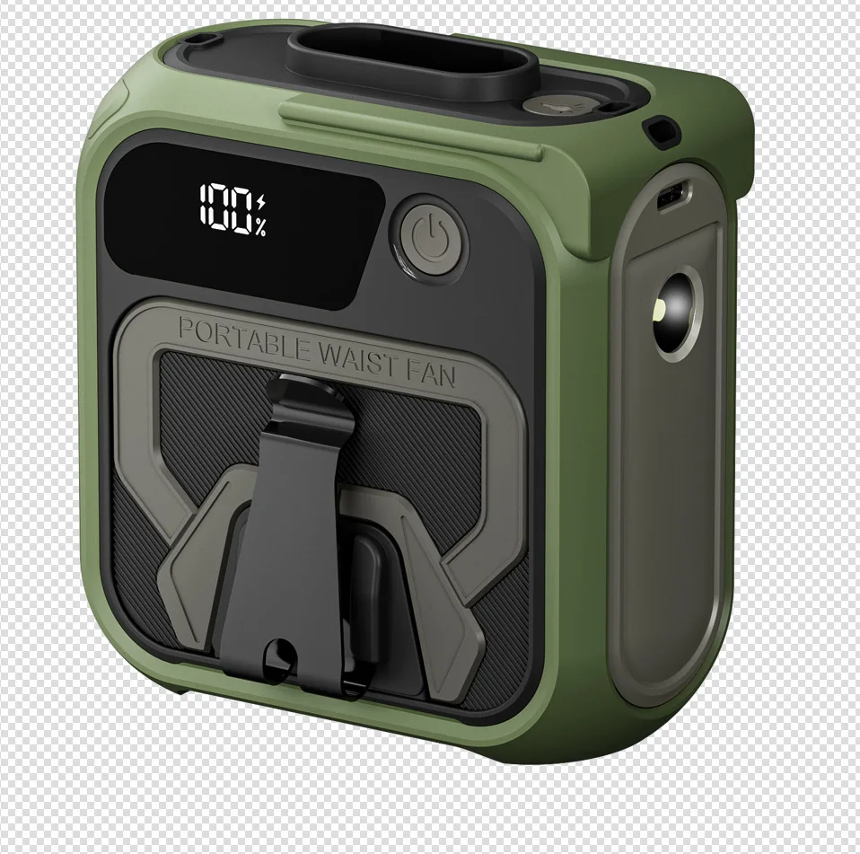 2025 nowy kempingowy wentylator elektryczny montowany w talii dla studentów, ręczny, przenośny, ładowany przez USB, bezlistny wentylator montowany w talii