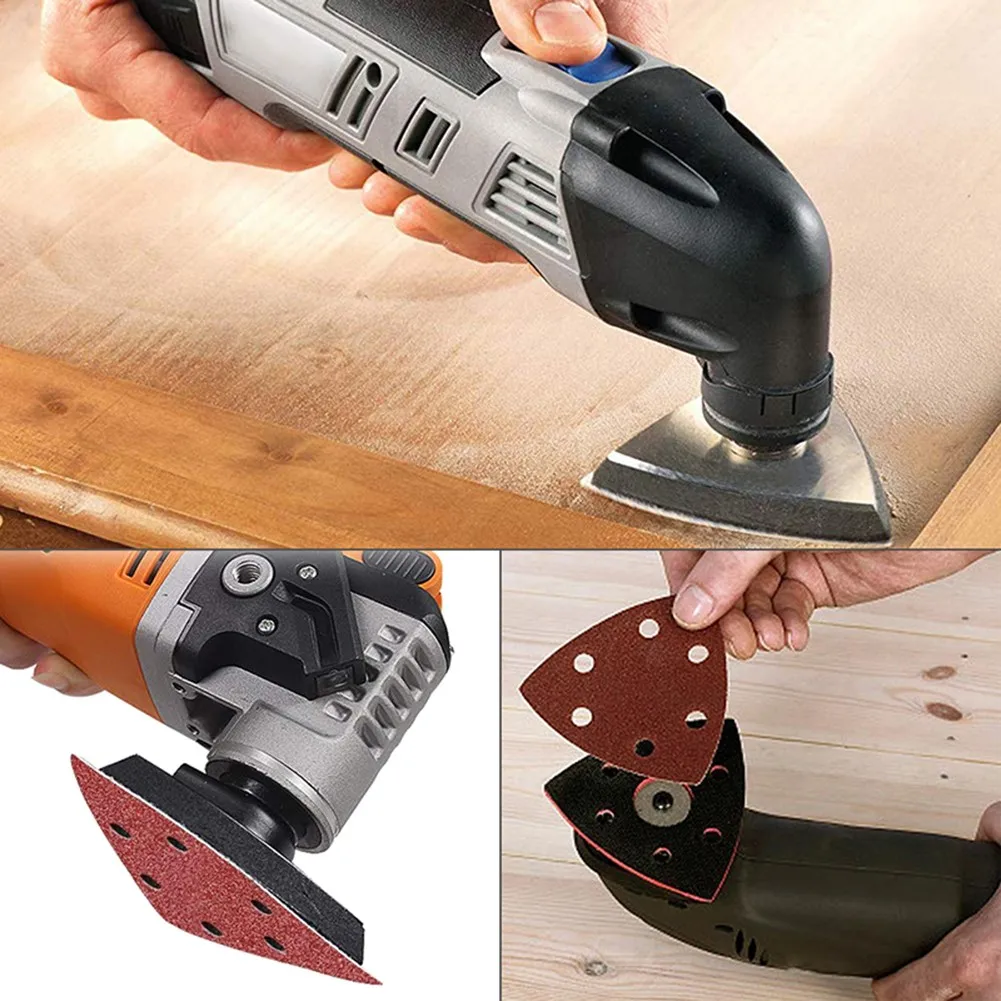 20pcs Triangular Sanding Disc 90x90mm 6 Hole Sander Hook & Loop Sandpaper Abrasive Tools For Wood Metal Sanding Grit 40-320