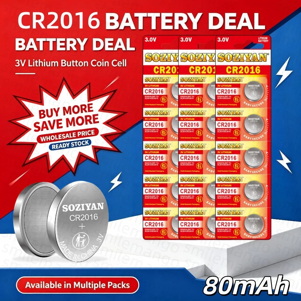 3V CR2016 Button Batteries LM2016 BR2016 DL2016 Cell Coin Lithium Battery for Watch Electronic Calculators Pilas Boton